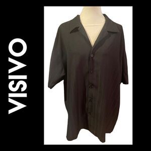 Visivo Men's Short Sleeve Collared Button Down Casual Dress Shirt Black Size XXL